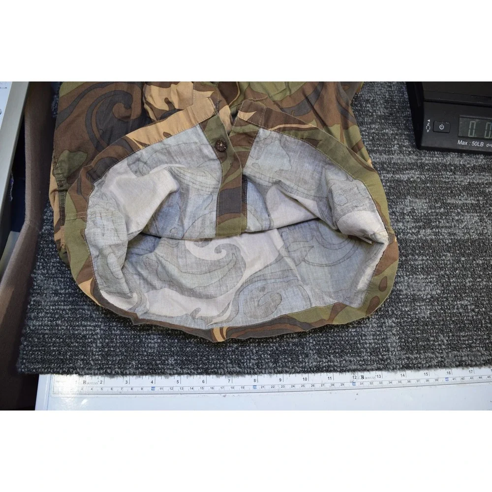 Quiksilver Shirt Camo Brown Green Short Sleeve Button Up Pocket Outdoor‎ BOYS 7